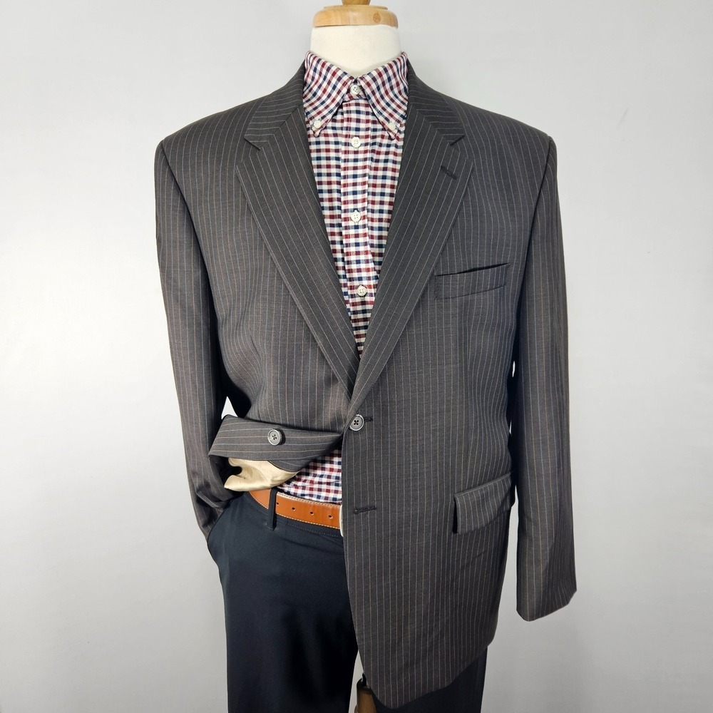 Lauren Ralph Lauren Men's Sport Coat Blazer Two Button Browns Striped Wool 46S